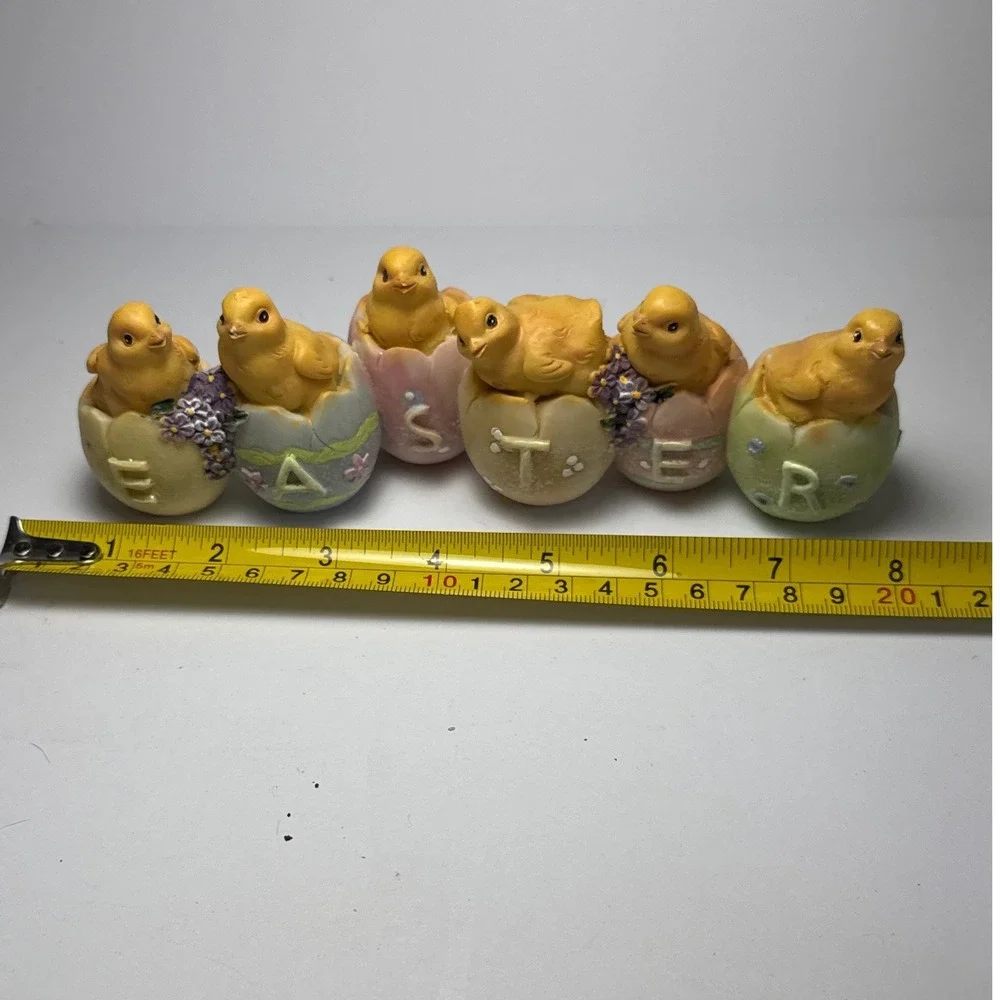 Easter Figurine Multi-Color Resin Chick Egg Decor Cotagecore Spring